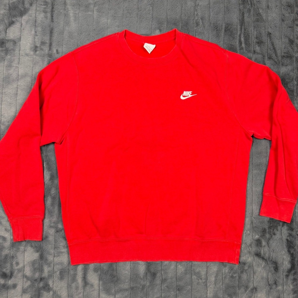 Nike Sportswear Club Fleece Crewneck Sweatshirt Red BV2662-657 Mens Large